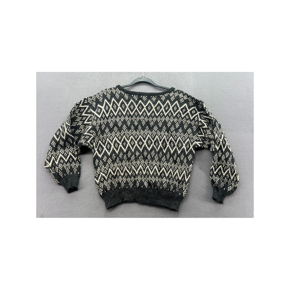 VTG Esprit Sport Sweater Womens Sz M Wool Black Fair Isle Geometric Diamond Knit